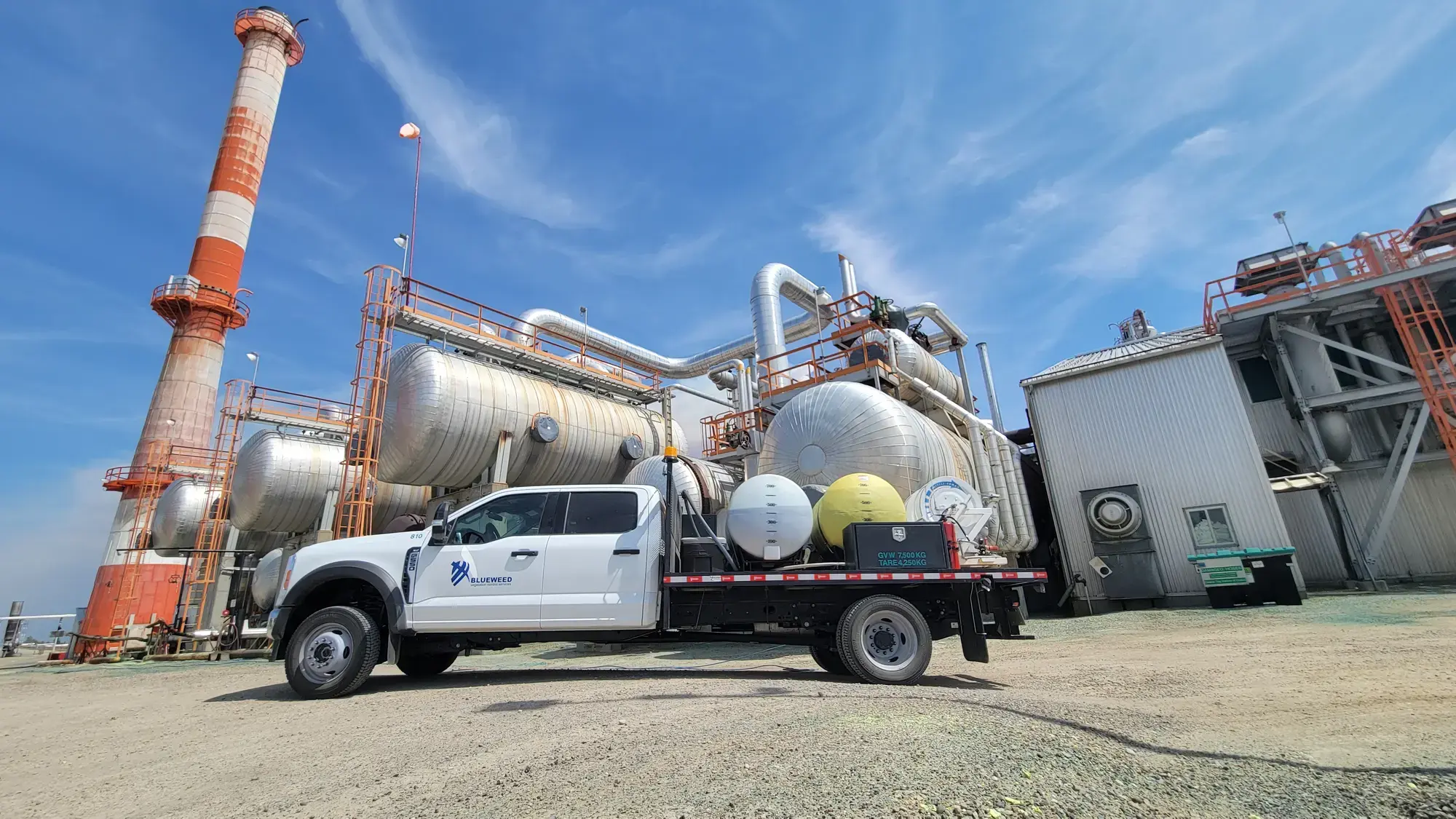 Blueweed branded truck on site