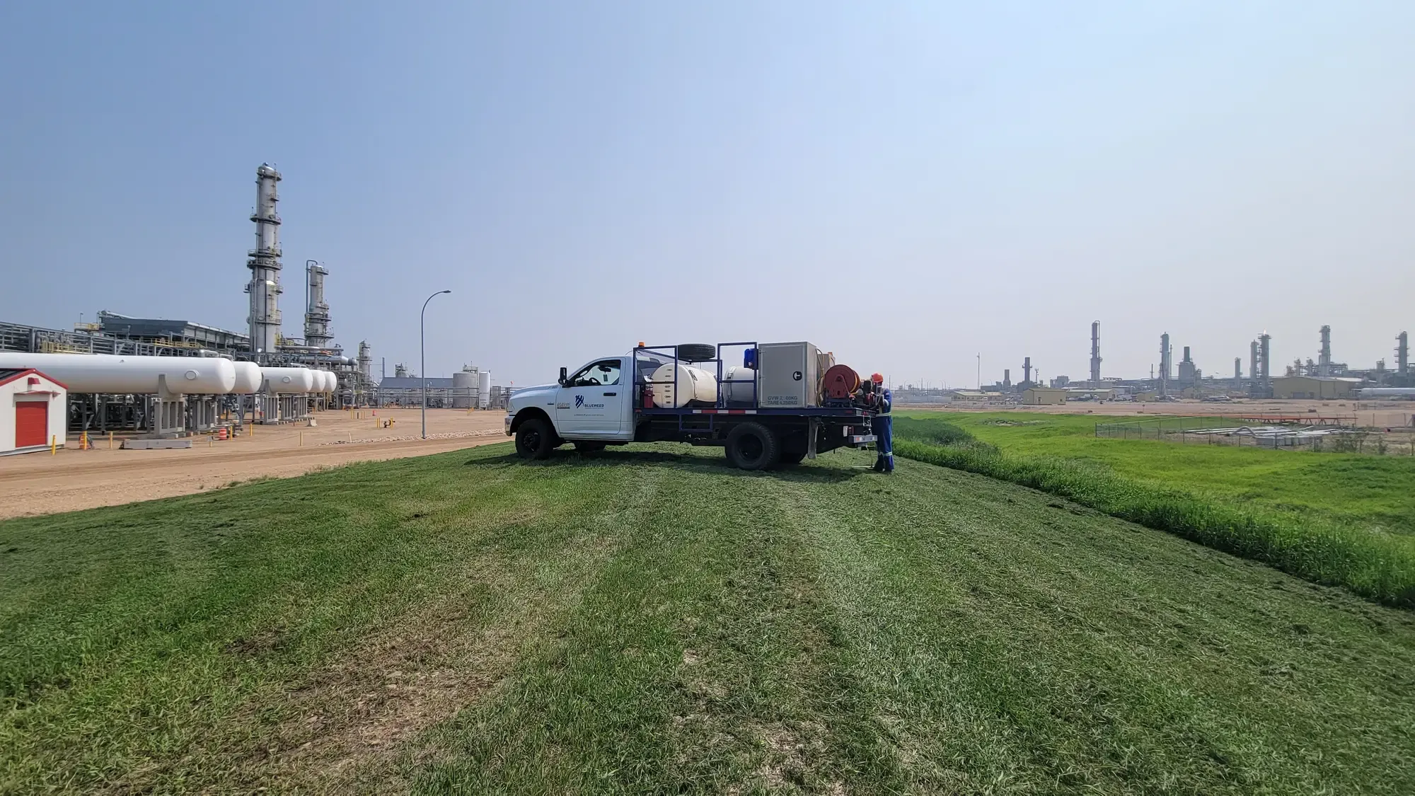 Mower maintaining industrial turf