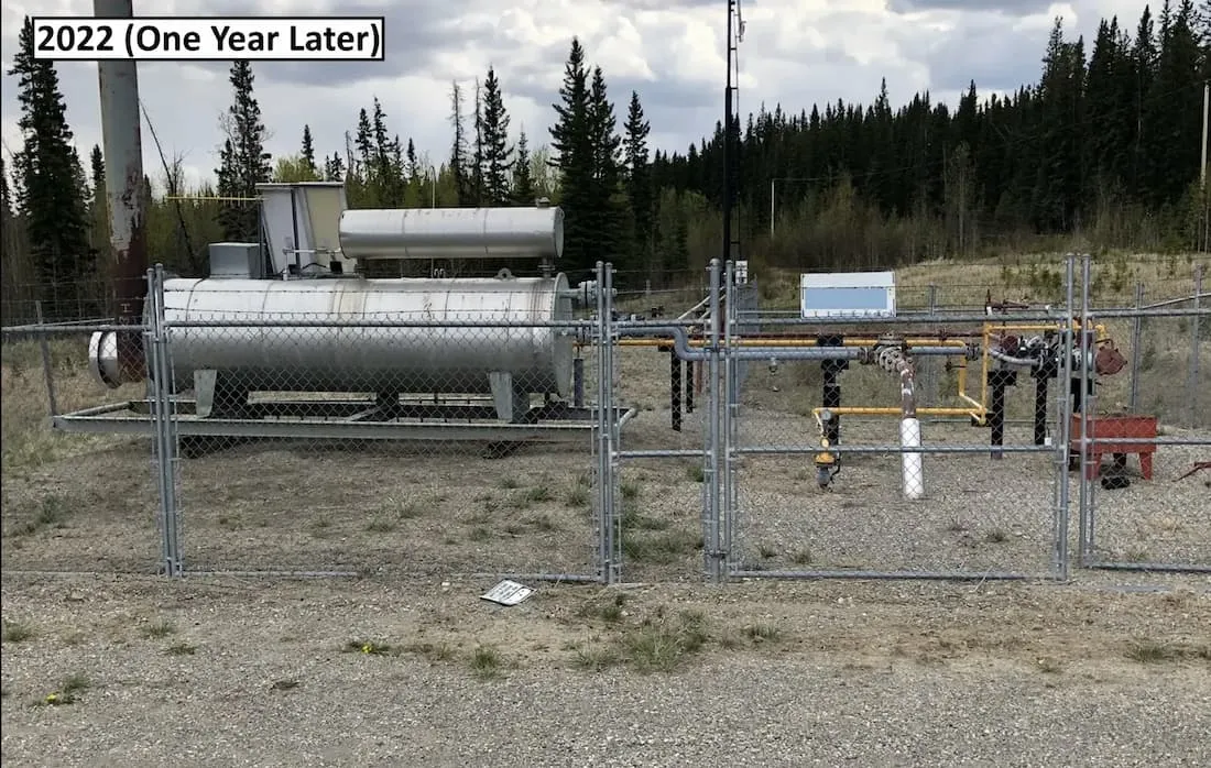 Pipeline facility after residual treatment — 2022, one year later